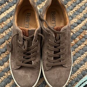 Born Women's  Taupe Suede Lace-Up Sneakers